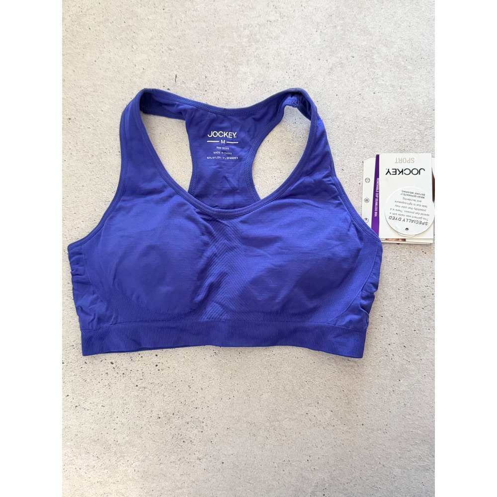 Jockey Sport Women Purple Removable Cup Seamless Racerback Sports Bra Size M